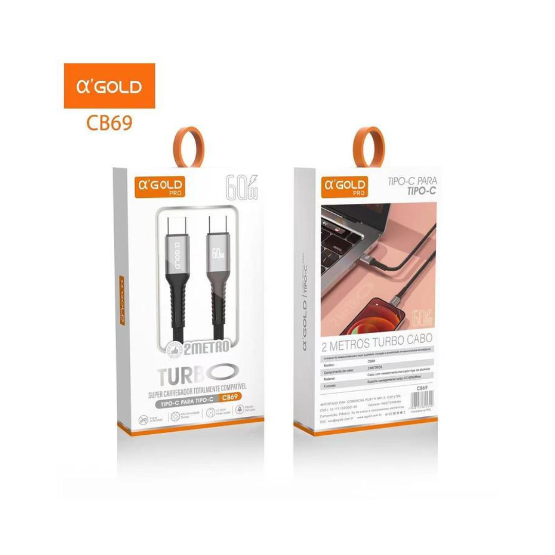 Cable A’GOLD Pro USB-C a USB-C 60W 2M – CB69