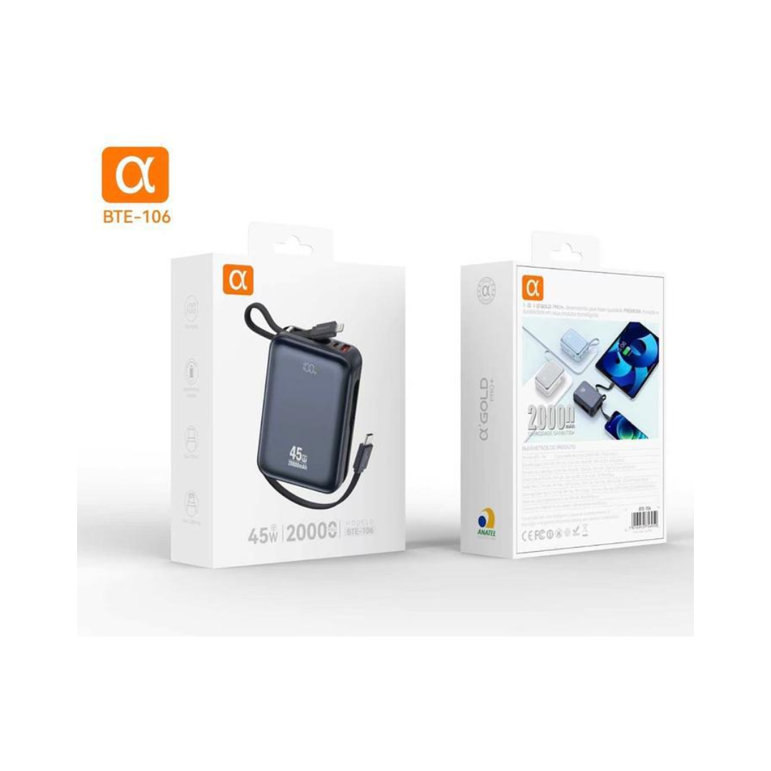 Power Bank A’GOLD 20000mAh 45W Carga Rápida – BTE-106