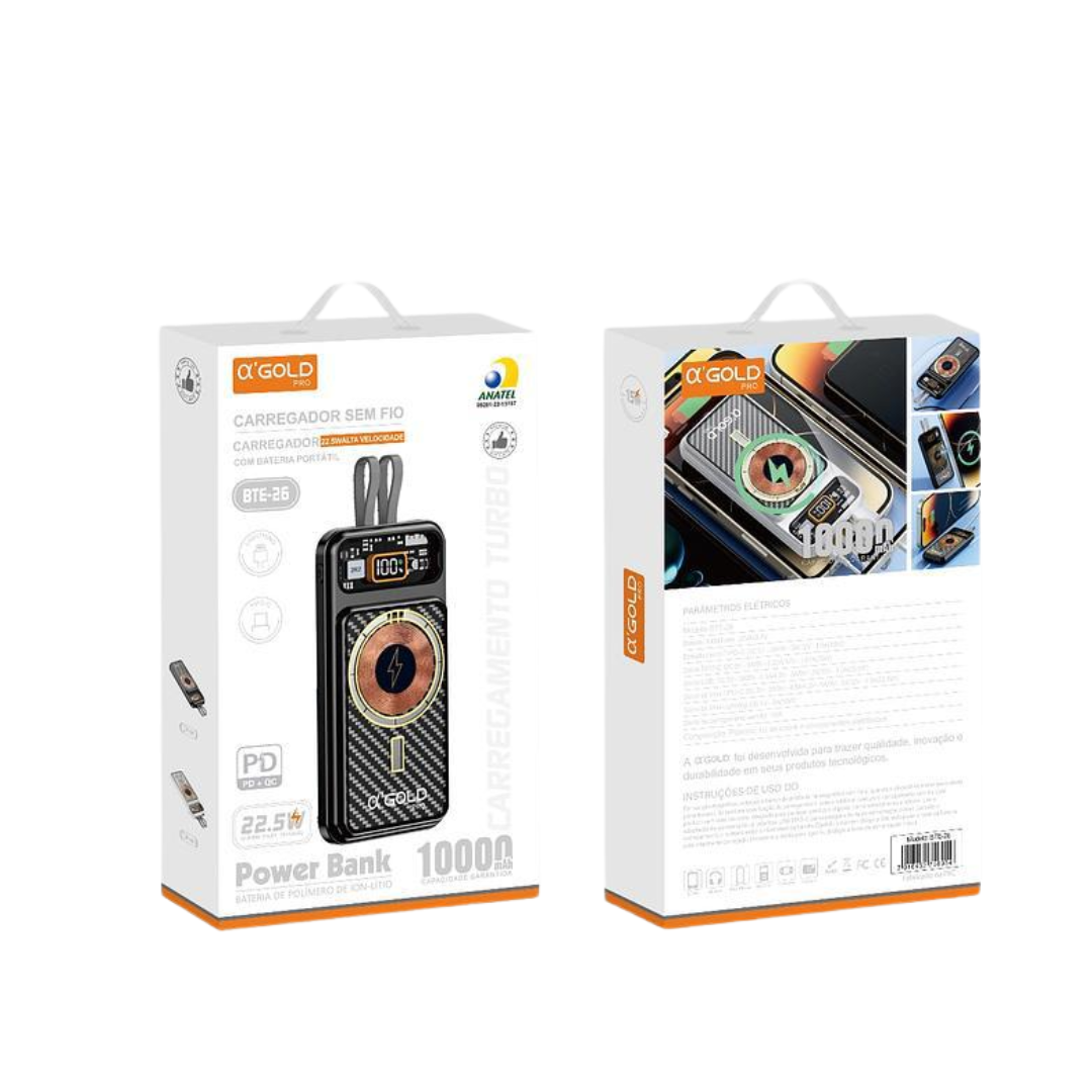 Power Bank A’GOLD Inalámbrico 10000mAh MagSafe PD 22.5W – BTE-25