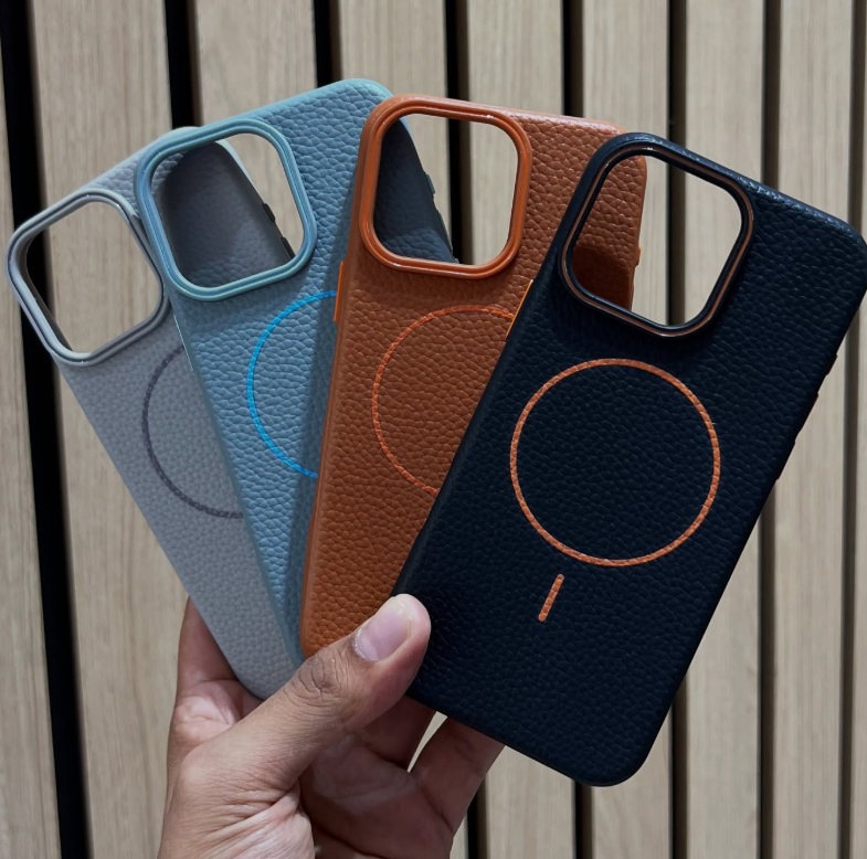 Case de cuero con MagSafe y protector cámara