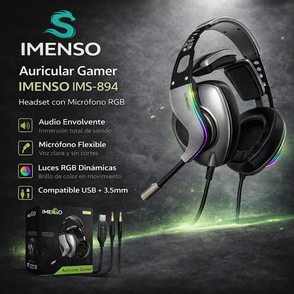 Auricular Gamer IMENSO IMS-894 Headset con Micrófono RGB