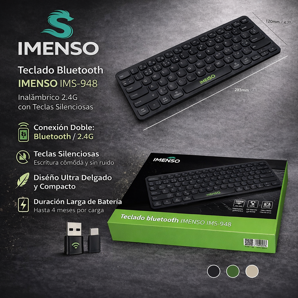 Teclado Bluetooth IMENSO IMS-948 Inalámbrico 2.4G con Teclas Silenciosas