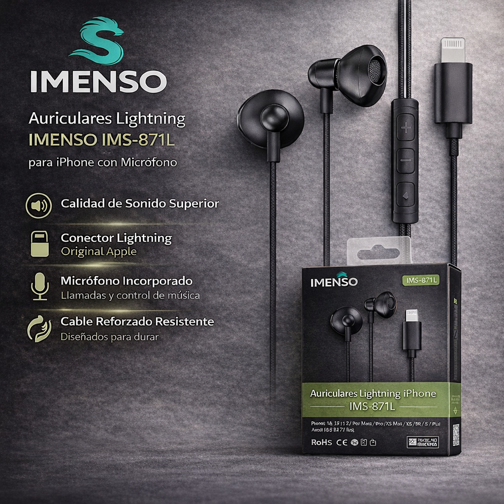Auriculares Lightning IMENSO IMS-871L para iPhone con Micrófono