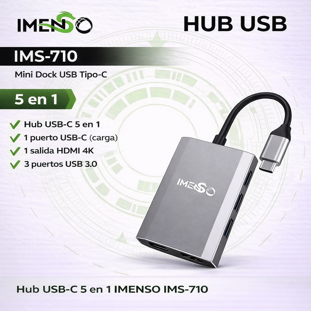 Hub USB-C IMENSO IMS-710 5 en 1 HDMI 4K