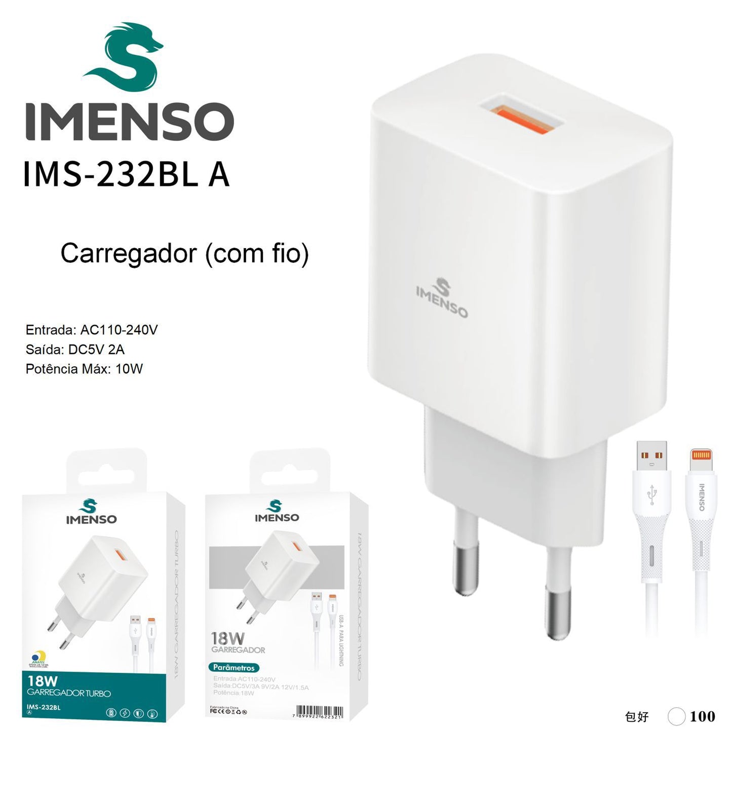 CARGADOR 18W USB-Lightning IMS-232BL