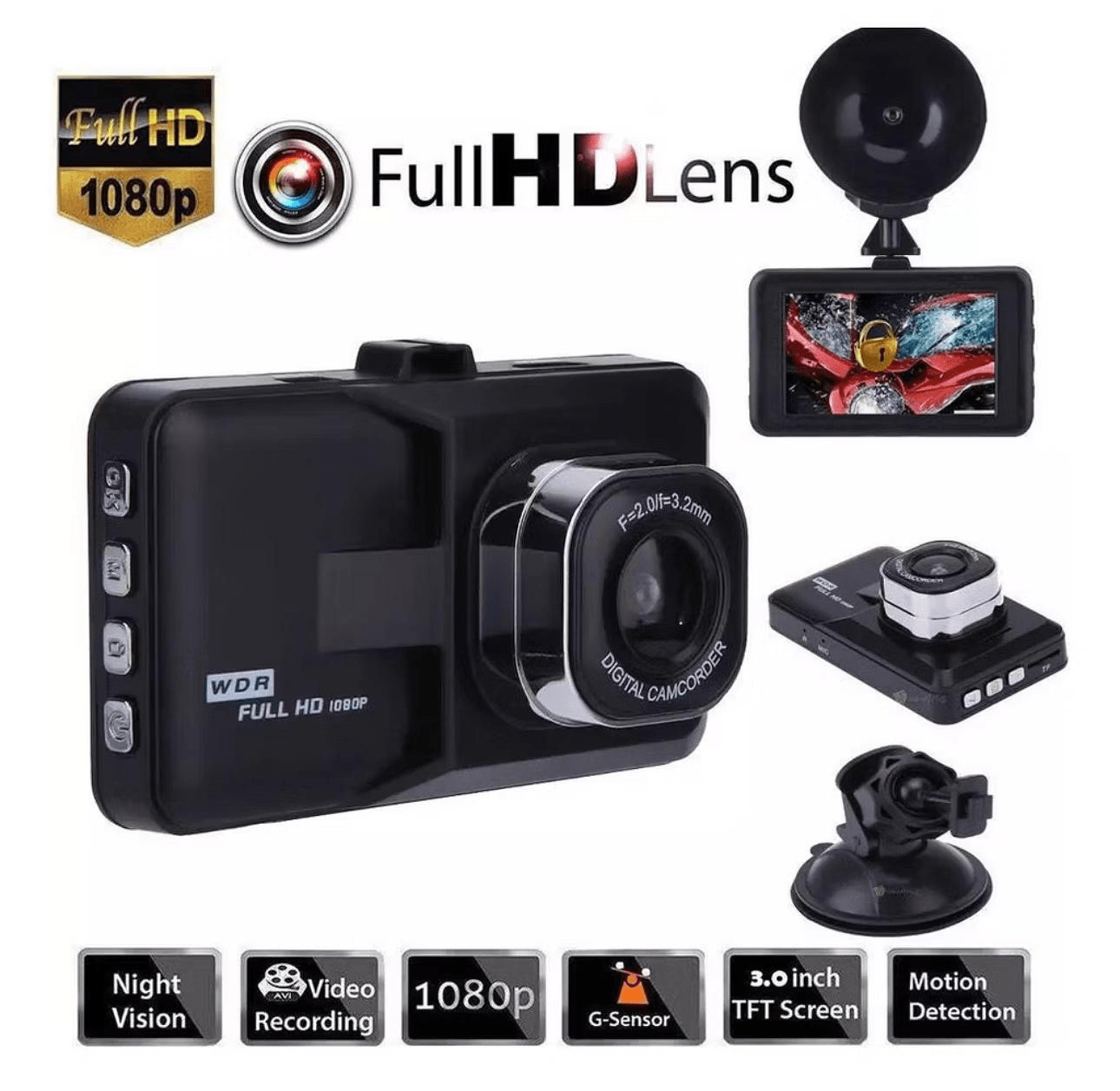 Camara Seguridad para autos Doble cámara 4" full hd - ABAB