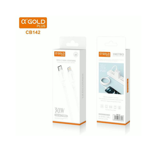 Cable A’GOLD USB-C a Lightning 30W (Carga Rápida) – CB142