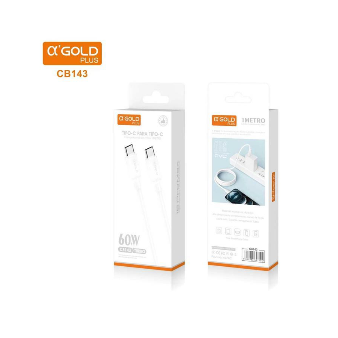 Cable A’GOLD USB-C a USB-C 60W (Carga Rápida) – CB143