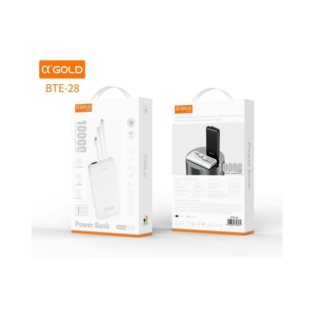 Power Bank A’GOLD 10000mAh Compacto – BTE-28