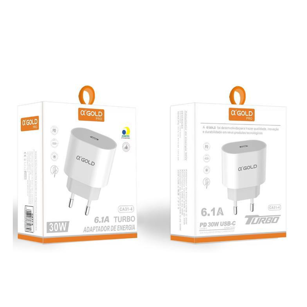 Cargador A’GOLD Pro 30W 6.1A Turbo USB-C PD (Carga Rápida)