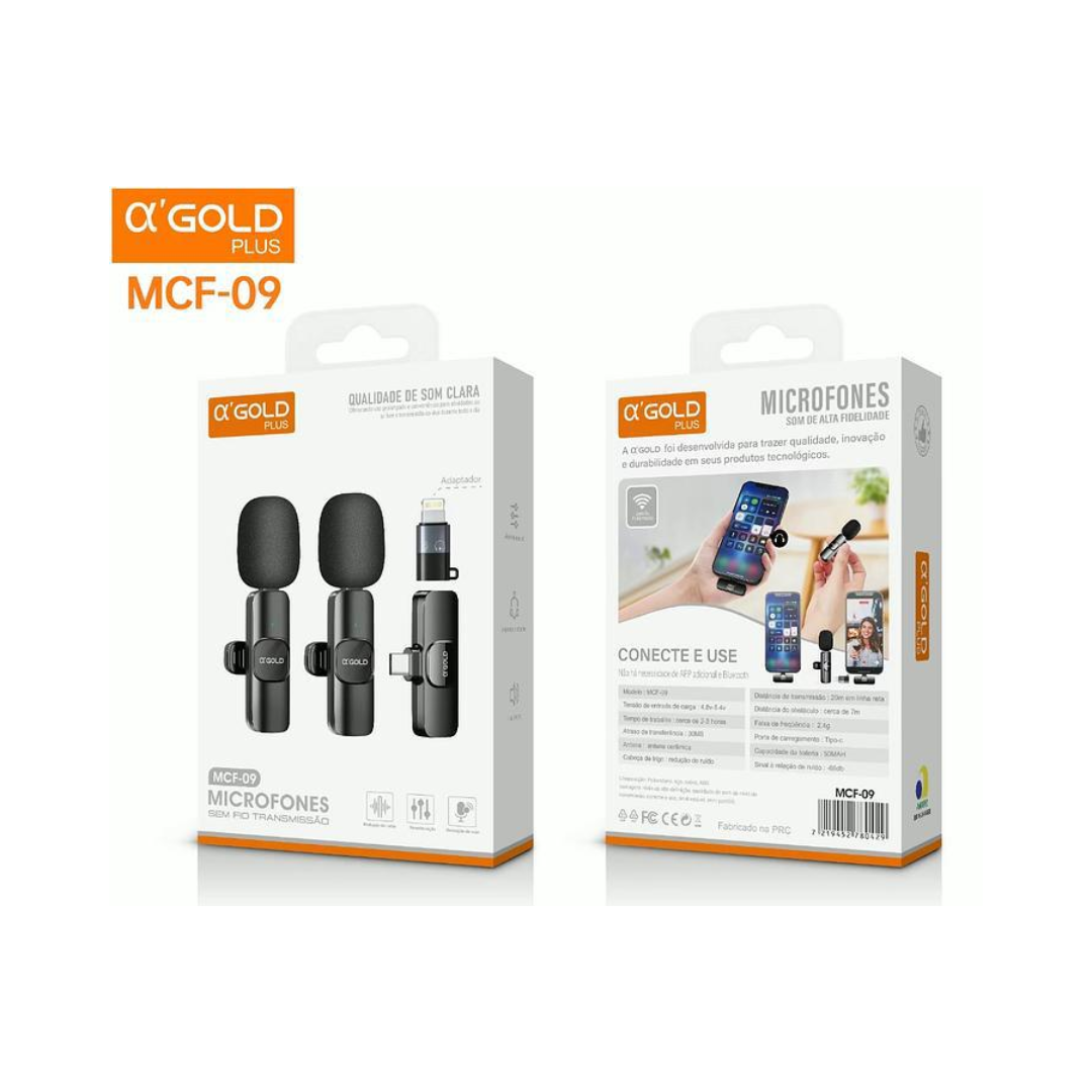 Micrófono Inalámbrico A’GOLD Plus Lavalier Doble – MCF-09