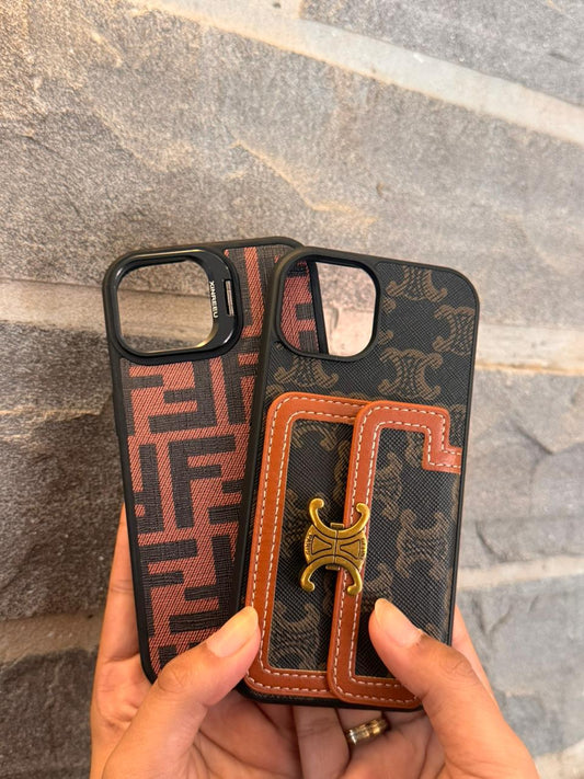 Case Lujo FENDI de Cuero con Porta Tarjeta
