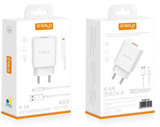 Cargador Turbo 30W USB-C + USB-A lightning a’Gold CA27-2