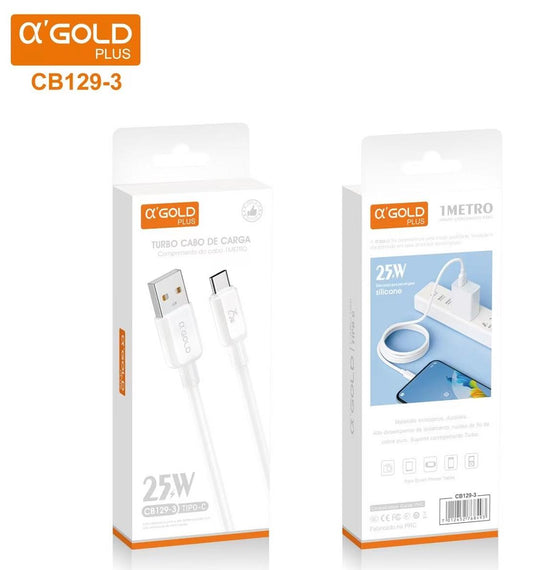 Cable de Carga Rápida 25W USB a Tipo-C 1 Metro a’Gold CB129-3