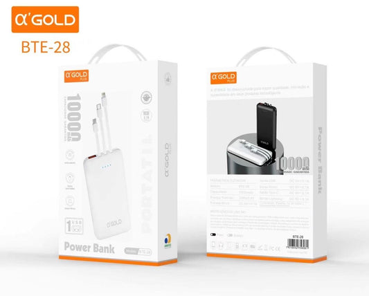 Power Bank 10000mAh con Cable Integrado a’Gold BTE-28