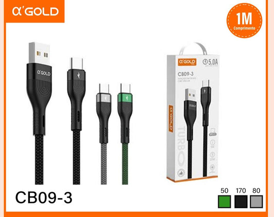 Cable Turbo 5.0A USB a Tipo-C a’Gold CB09-3