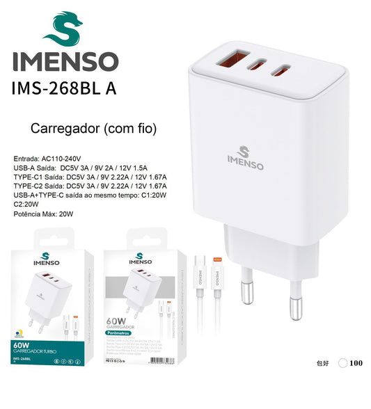 CARGADOR TURBO Lightning 60W IMENSO IMS-268BL