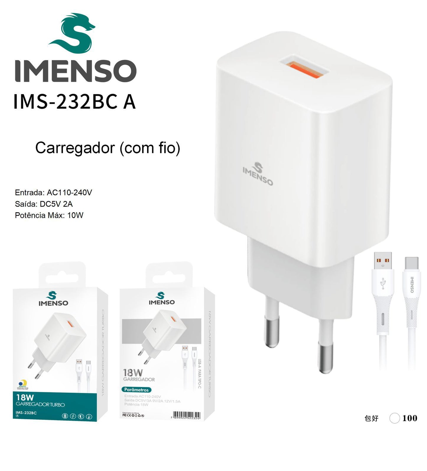 CARGADOR 18W USB-C IMS-232BC