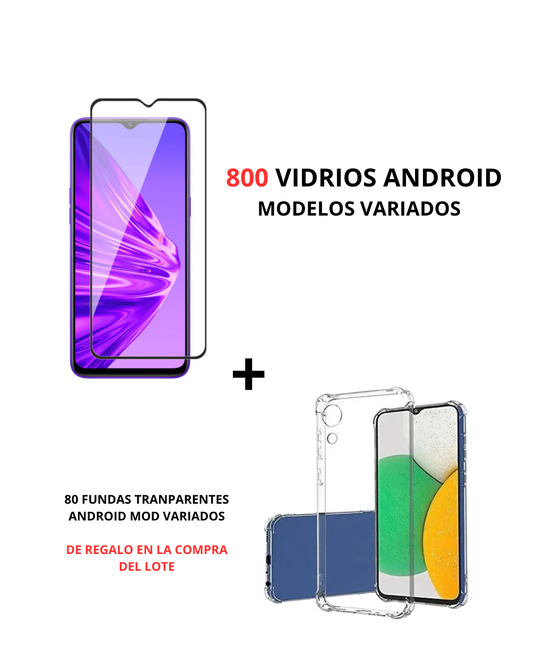 LOTE 800 VIDRIOS TEMPLADOS ANDROID