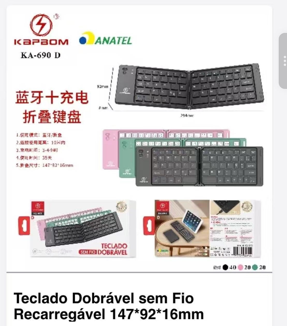 Teclado plegable bluethoot