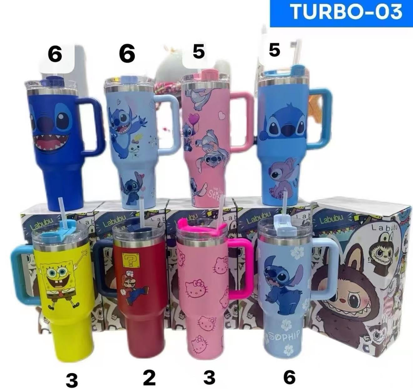 Vaso Kencher Bob Esponja, Mario Bros, Stitch, Hello Kitty