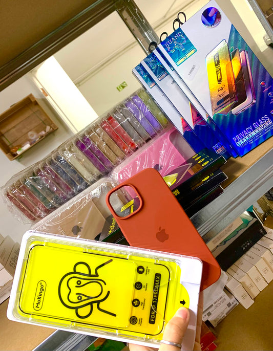 COMBO BOOM · Fundas + Templados Autoaplicables iPhone