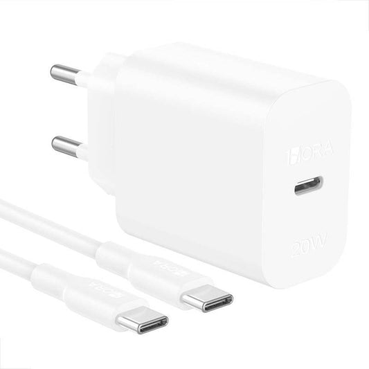 Cargador 1HORA 20W Usb-C 20W + Cable de datos type-C- type-C