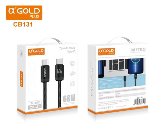 Cable Turbo 60W Tipo-C a Tipo-C Carga Rápida a’Gold CB131